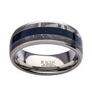 Lapis Lazuli & Meteorite Inlay Steel Ring