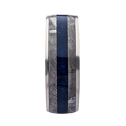 Lapis Lazuli & Meteorite Inlay Steel Ring