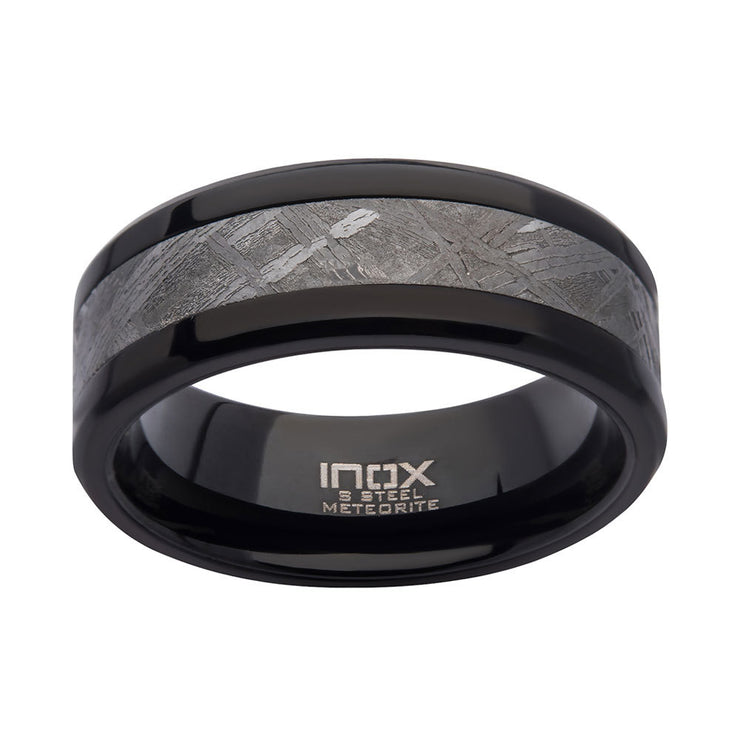 Meteorite Inlay Black IP Ring