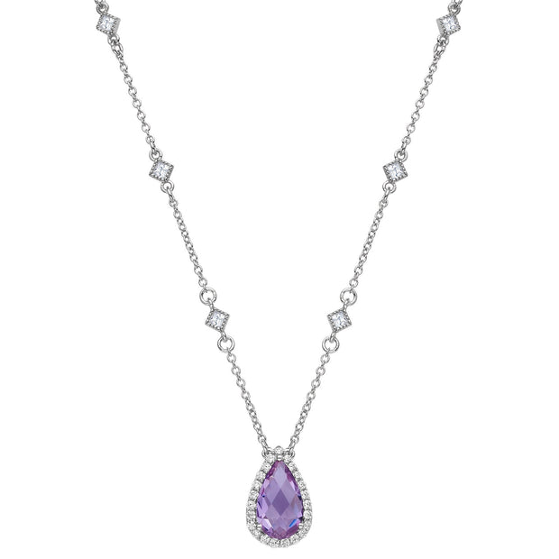 Genuine Amethyst Halo Necklace
