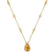 Genuine Citrine Halo Necklace