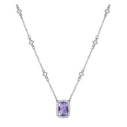 Genuine Amethyst Halo Necklace