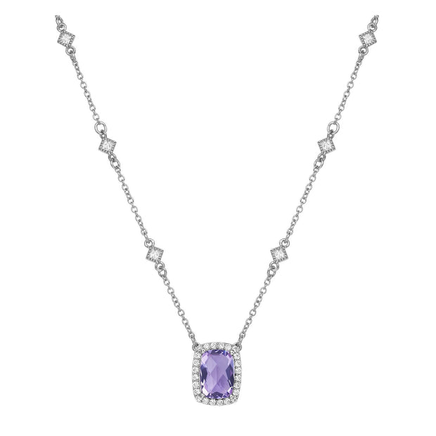 Genuine Amethyst Halo Necklace