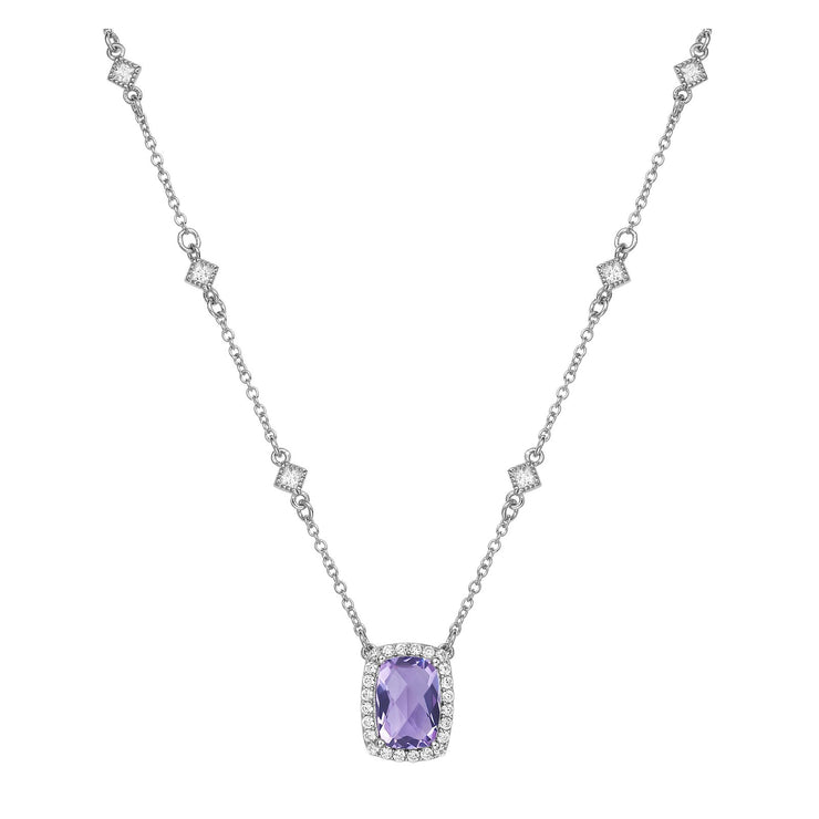 Genuine Amethyst Halo Necklace