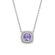Genuine Amethyst Halo Necklace