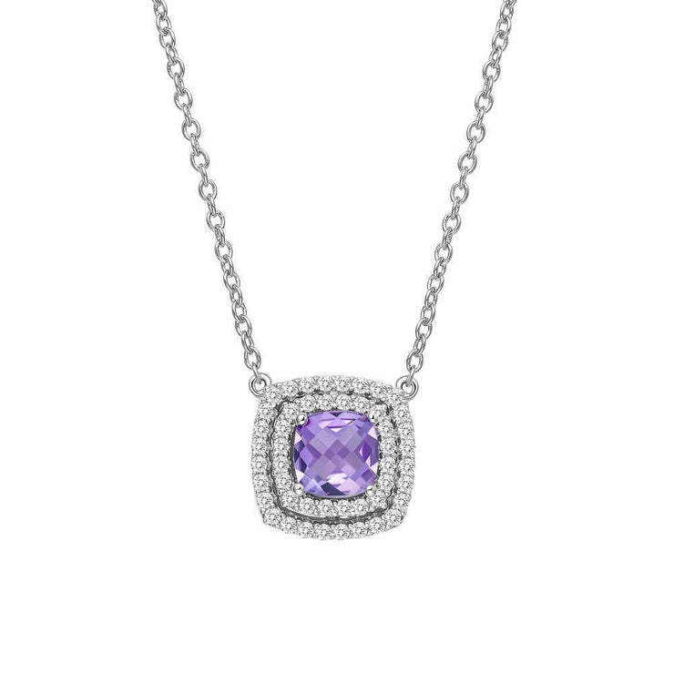 Genuine Amethyst Halo Necklace