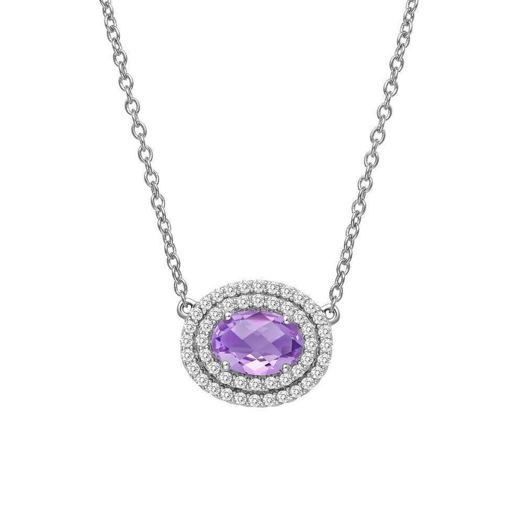 Genuine Amethyst Halo Necklace