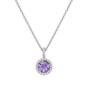 Genuine Amethyst Halo Necklace