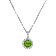 Genuine Peridot Halo Necklace