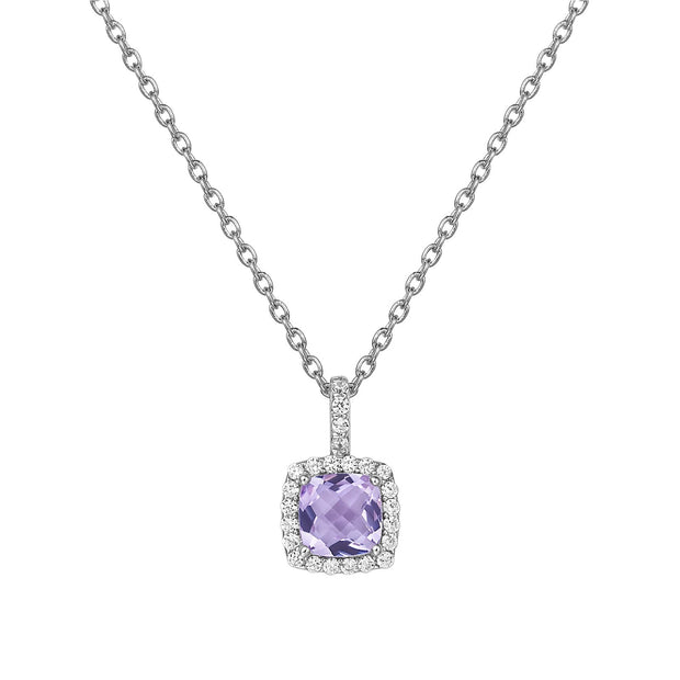 Genuine Amethyst Halo Necklace
