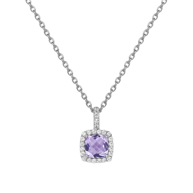 Genuine Amethyst Halo Necklace