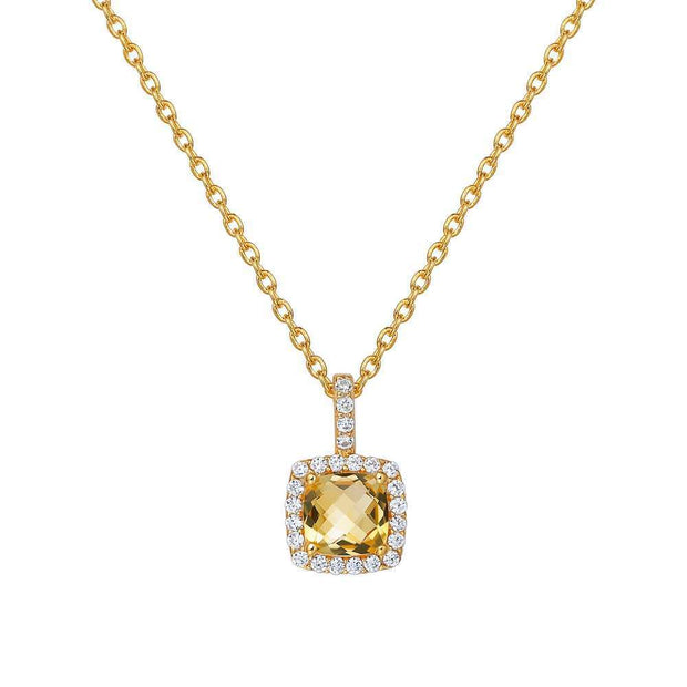 Genuine Citrine Halo Necklace