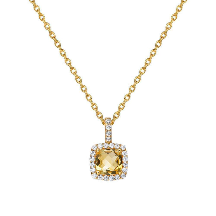 Genuine Citrine Halo Necklace