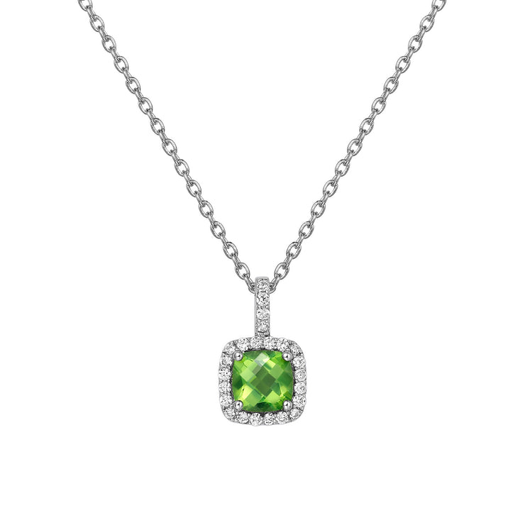 Genuine Peridot Halo Necklace