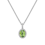 Genuine Peridot Halo Necklace