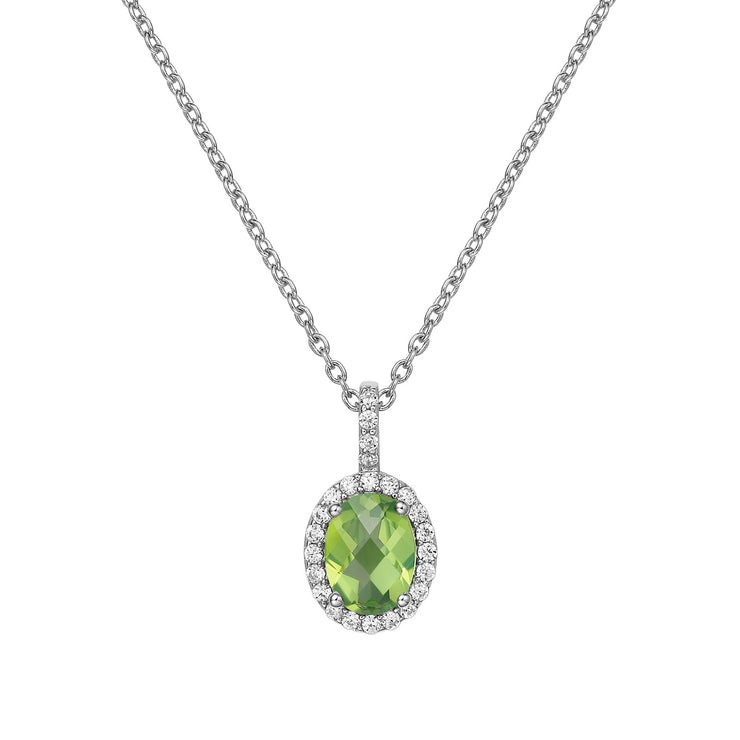 Genuine Peridot Halo Necklace