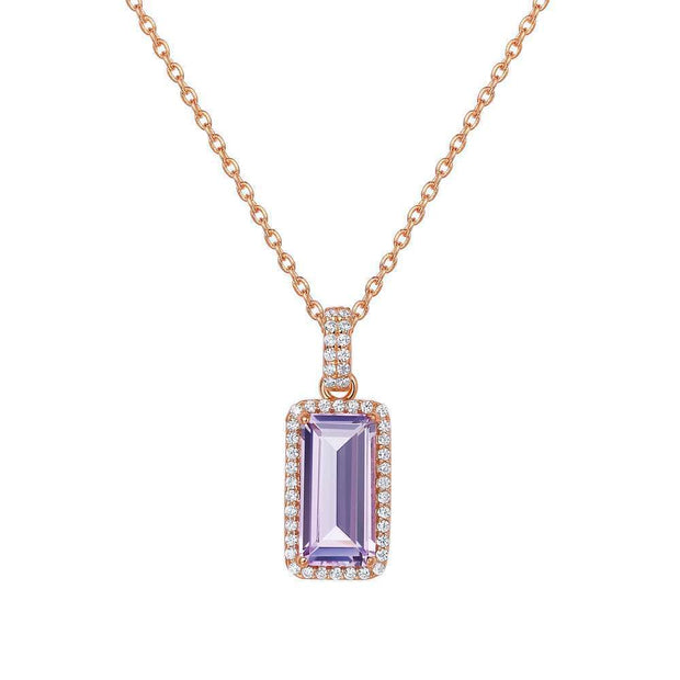 Genuine Amethyst Halo Necklace