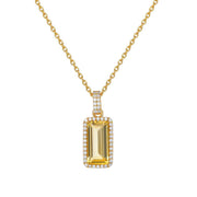 Genuine Citrine Halo Necklace