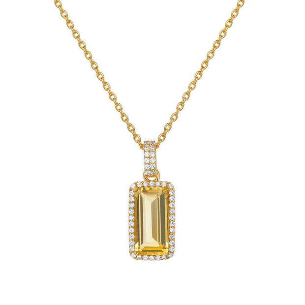 Genuine Citrine Halo Necklace