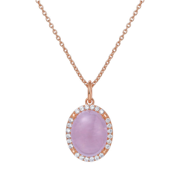 Genuine Rose Quartz Halo Necklace