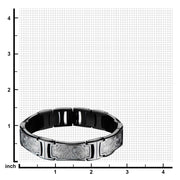Black IP Steel Scroll Pattern Link Bracelet