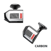 Polished Finish Black IP with a dash of red Carbon Fiber Weave Pattern Cufflinks