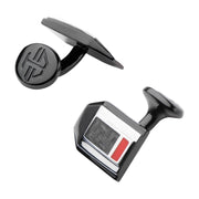 Polished Finish Black IP with a dash of red Carbon Fiber Weave Pattern Cufflinks
