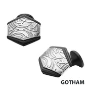 Polished Finish Black IP Frame with Brushed Finish Steel Grooves & Crests Cufflinks