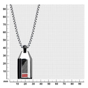 Polished Finish Black IP with a dash of red Carbon Fiber Weave Pattern Pendant with Steel Box Chain