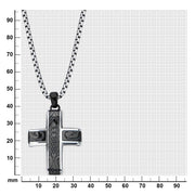 Black IP Embossed Coin Stamped Pattern Pendant with Steel Box Chain