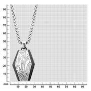 Polished Finish Black IP Frame with Brushed Finish Steel Grooves & Crests Dog Tag Pendant with Steel Wheat Chain