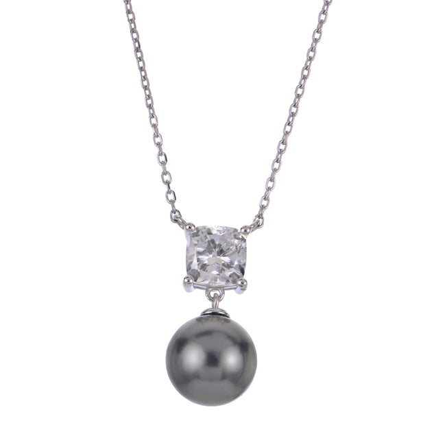 14KT White Gold Tahitian Pearl & LGD Necklace