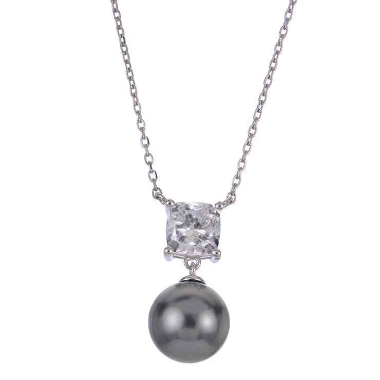 14KT White Gold Tahitian Pearl & LGD Necklace