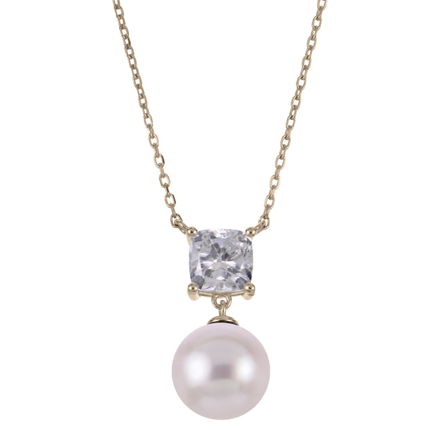 14KT Yellow Gold Akoya Pearl & LGD Necklace
