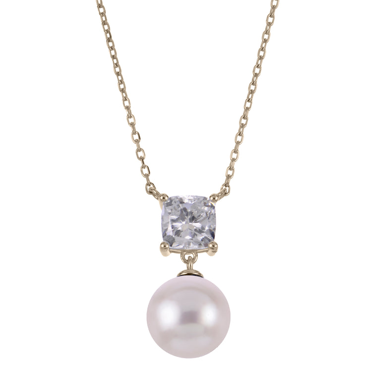 14KT Yellow Gold Akoya Pearl & LGD Necklace