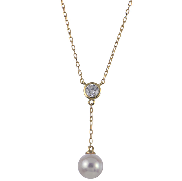 14KT Yellow Gold Akoya Pearl & LGD Necklace