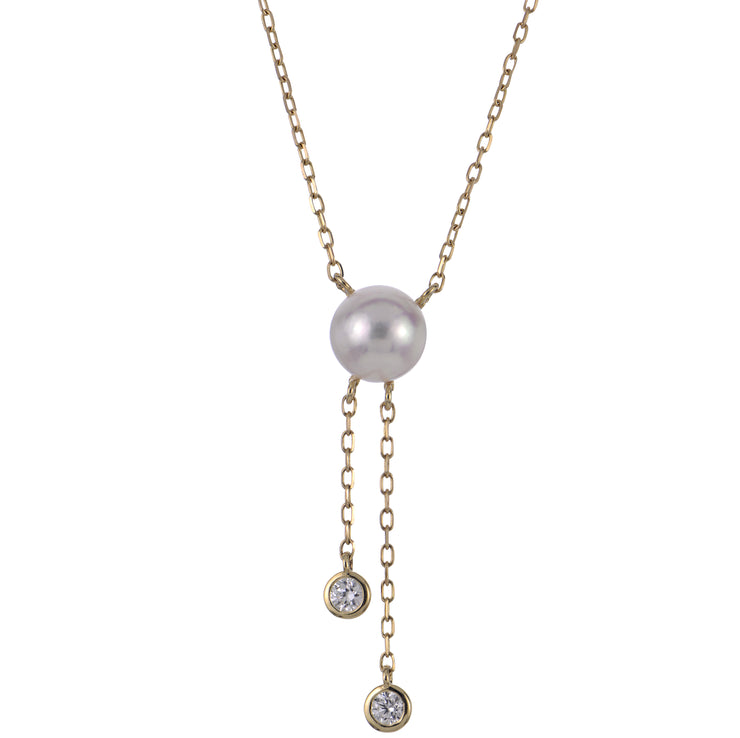 14KT Yellow Gold Akoya Pearl & LGD Necklace