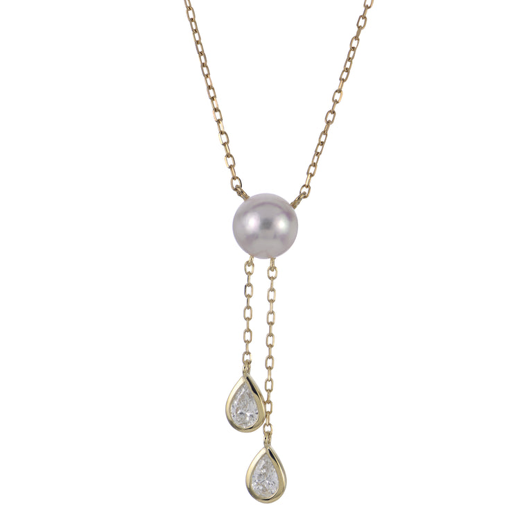 14KT Yellow Gold Akoya Pearl & LGD Necklace
