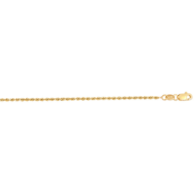 14K Gold 16"" 1.4mm Diamond Cut Royal Rope Chain