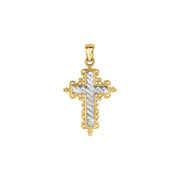 14K Gold Small Diamond Cut Cross