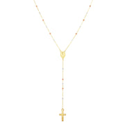 14K Tri-color Gold Rosary Inspired Necklace