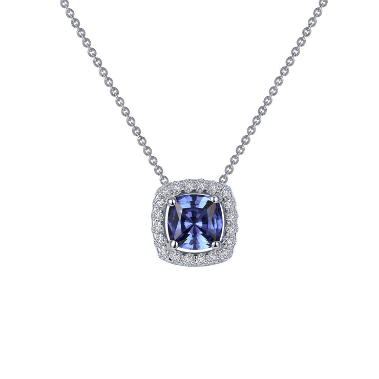 Cushion-Cut Halo Necklace