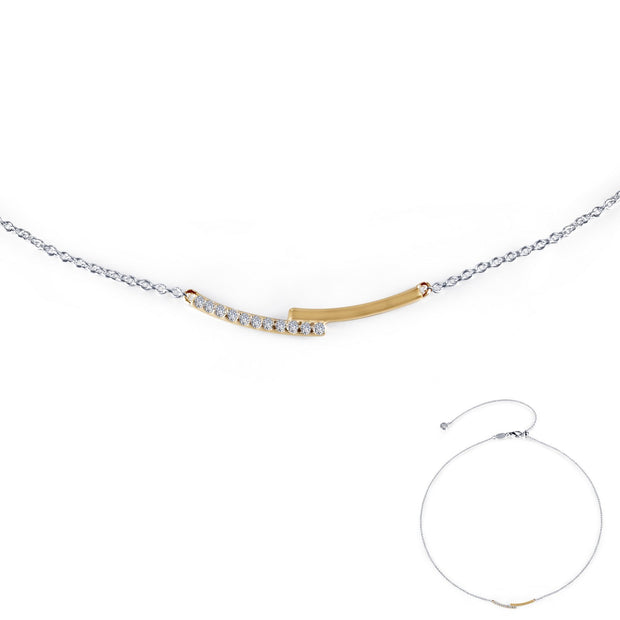 Mixed-Color Pave Bar Necklace