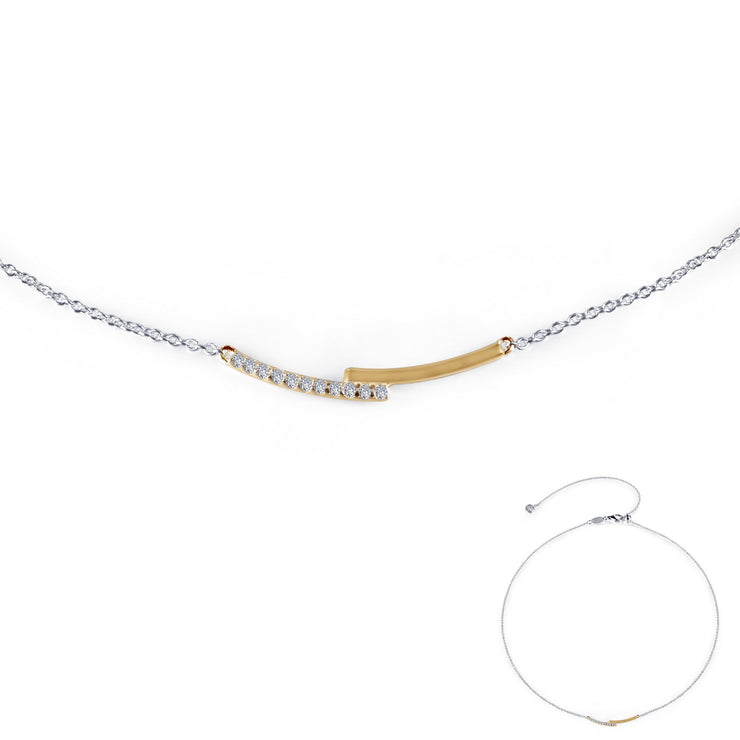Mixed-Color Pave Bar Necklace