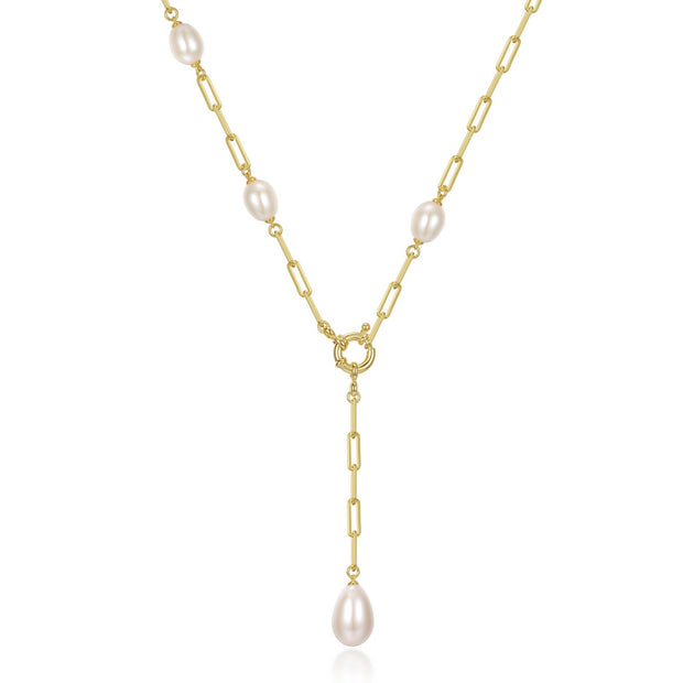 Paperclip Cultured FW Pearl Necklace