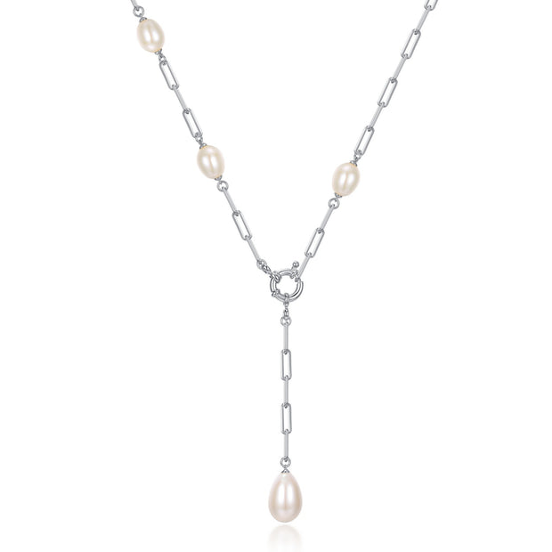 Paperclip Cultured FW Pearl Necklace