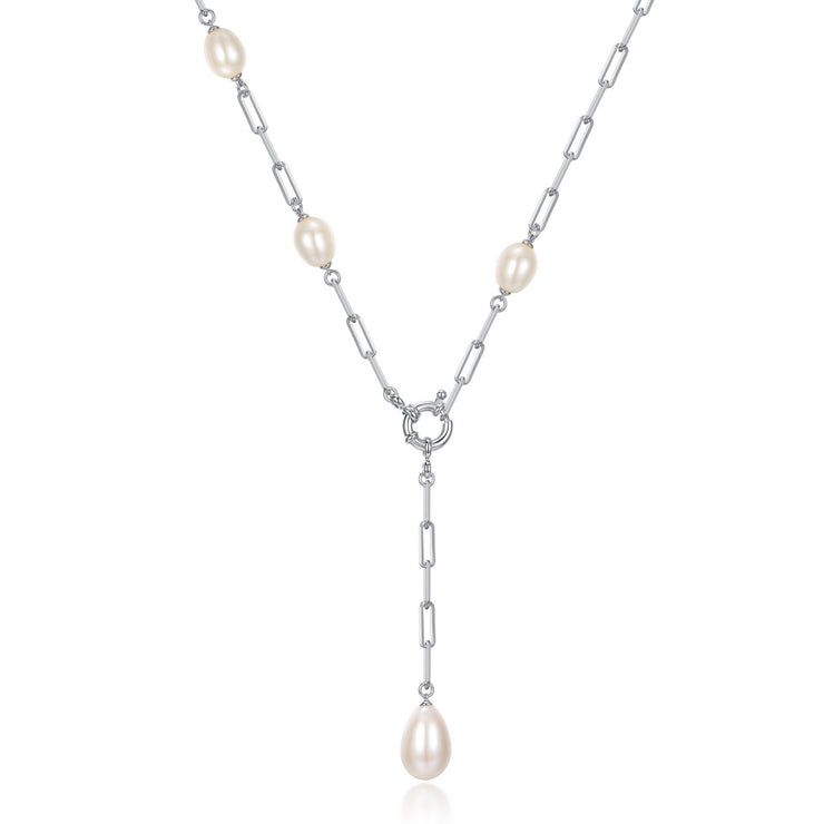 Paperclip Cultured FW Pearl Necklace