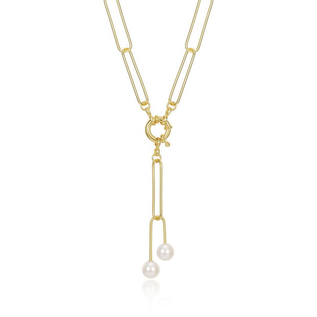 Paperclip Cultured FW Pearl Necklace