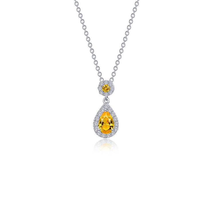 Pear Shape Halo Necklace