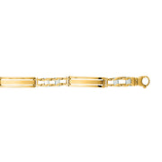 14K Yellow & White Gold Railroad Link Bracelet with Lobster Clasp